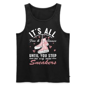"Du Tritt Auf Meine Turnschuhe" Schuhe Fan - Männer Premium Bio Tank Top - Schwarz - Vorne - AI Model Male 178 light (178cm)