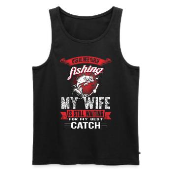 Lustiges Angler T-Shirt Geschenkidee für Fischer - Männer Premium Bio Tank Top - Schwarz - Vorne - AI Model Male 178 light (178cm)