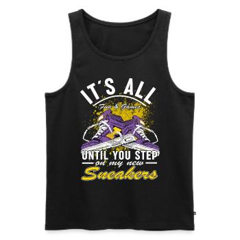 Lustiger Sneaker -Sammler - Turnschuhe - Männer Premium Bio Tank Top - Schwarz - Vorne - Michal (187cm)