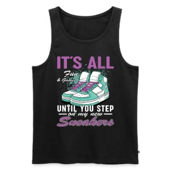 Lustiger Sneaker -Sammler - Turnschuhe - Männer Premium Bio Tank Top - Schwarz - Vorne - Michal (187cm)