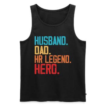Ehemann. Papa. HR -Legende. Held. - HR Manager - Männer Premium Bio Tank Top - Schwarz - Vorne - Michal (187cm)
