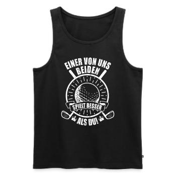Einer von uns Beiden spielt besser - Golf Spieler - Männer Premium Bio Tank Top - Schwarz - Vorne - Michal (187cm)