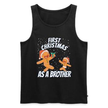 First Christmas as a brother - gingerbread - Men's Premium Organic Tank Top - black - Front - Michal (187cm)