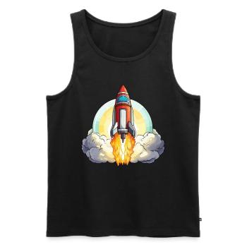 Astronaut rocket illustration for small space - Men's Premium Organic Tank Top - black - Front - Michal (187cm)