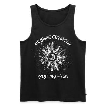 Funny Gemstone Chakra Healer Spiritual - Men's Premium Organic Tank Top - black - Front - Michal (187cm)