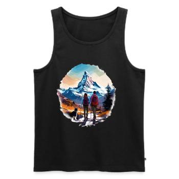 Zermatt, Matterhorn, Matterhorn mountain, hiker - Men's Premium Organic Tank Top - black - Front - AI Model Male 178 light (178cm)
