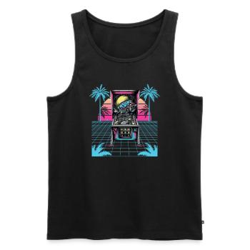 Pinball Flipperautomat Arcade Gamer Retrowave - Men's Premium Organic Tank Top - black - Front - AI Model Male 178 light (178cm)