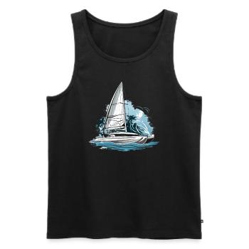 Catamaran-Boot Segelboot Segeln Segler - Männer Premium Bio Tank Top - Schwarz - Vorne - AI Model Male 178 light (178cm)