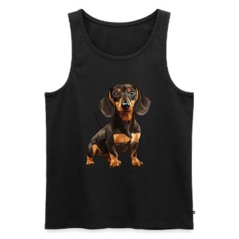 Amoureux des chiens - race de chien teckel - mignon - Débardeur bio Premium Homme - noir - Devant - Michal (187cm)