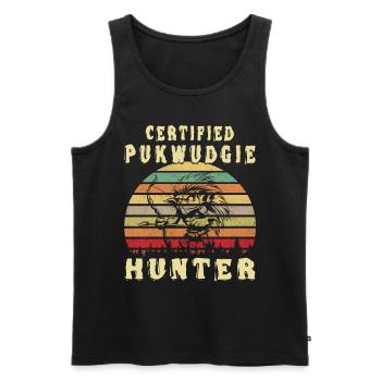 Certified Pukwudgie Hunter - Cryptid Monster - Men's Premium Organic Tank Top - black - Front - AI Model Male 178 light (178cm)