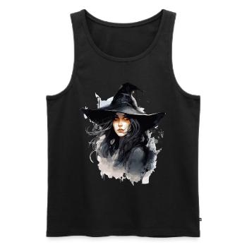 Cooles Halloween -Kostüm - Gruselige Hexe - Männer Premium Bio Tank Top - Schwarz - Vorne - AI Model Male 178 light (178cm)