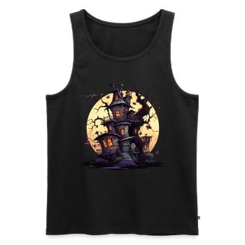 Cooles Halloween -Kostüm - Gruseliges Schloss - Männer Premium Bio Tank Top - Schwarz - Vorne - AI Model Male 178 light (178cm)