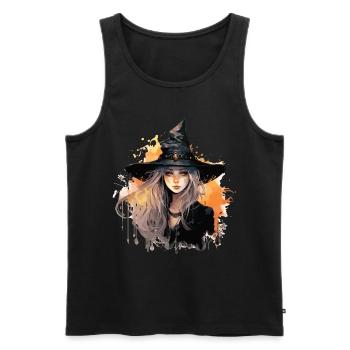 Cooles Halloween -Kostüm - Gruselige Hexe - Männer Premium Bio Tank Top - Schwarz - Vorne - AI Model Male 178 light (178cm)