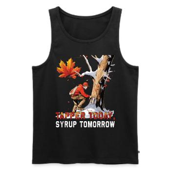 Tapper Today, Syrup Tomorrow - Sugar and Maple Syrup - Men's Premium Organic Tank Top - black - Front - AI Model Male 178 light (178cm)