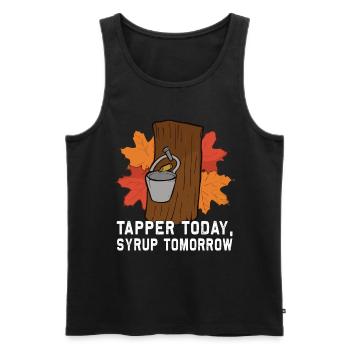 Tapper Today, Syrup Tomorrow - Sugar and Maple Syrup - Men's Premium Organic Tank Top - black - Front - AI Model Male 178 light (178cm)
