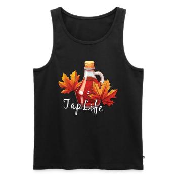 TAPFLIFE - Ahornbaum -Klopfen - Zucker- Und - Männer Premium Bio Tank Top - Schwarz - Vorne - AI Model Male 178 light (178cm)