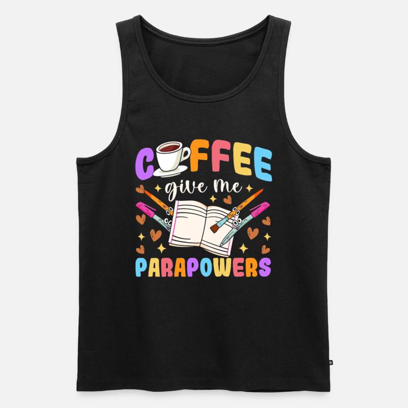 Lustiger Kaffee Para Lehrer Paraprofessionaler - Männer Premium Bio Tank Top - Schwarz