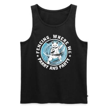 Katzen Fechter gamer lustiges Fechten Sport Katzen - Männer Premium Bio Tank Top - Schwarz - Vorne - Michal (187cm)