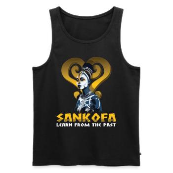 "Sankofa learning from the past" Adinkra - Men's Premium Organic Tank Top - black - Front - Michal (187cm)