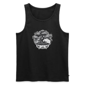 Bonsai Tree, Bonsai Tree, Flower Pot, Vintage Bonsai - Men's Premium Organic Tank Top - black - Front - AI Model Male 178 light (178cm)