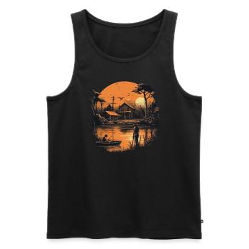 Angler Kajak-Angelboot Fischerboot Fliegenfischen - Männer Premium Bio Tank Top - Schwarz - Vorne - Michal (187cm)