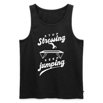 Lustige Sprüche Fitness Workout Trampolin-Sport - Männer Premium Bio Tank Top - Schwarz - Vorne - AI Model Male 178 light (178cm)
