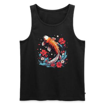 Koi Poisson Koï Carpe Koi Jardin Koi Étang Koi - Débardeur bio Premium Homme - noir - Devant - AI Model Male 178 light (178cm)