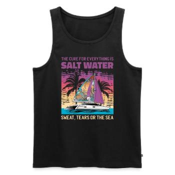 Catamaran-Boot Segelboot Segeln Segler - Männer Premium Bio Tank Top - Schwarz - Vorne - AI Model Male 178 light (178cm)
