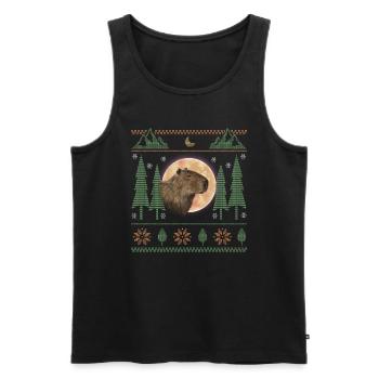 Capybara Snow Christmas Capybara Winter - Men's Premium Organic Tank Top - black - Front - AI Model Male 178 light (178cm)