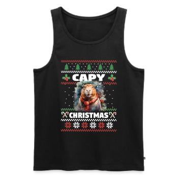 Christmas Capybara Winter Capybara Snow - Men's Premium Organic Tank Top - black - Front - AI Model Male 178 light (178cm)