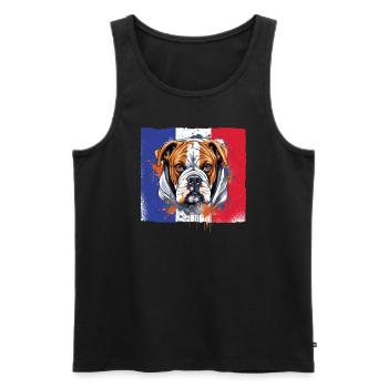 Boxer Race Chien Boxer Chiens Drapeau Français - Débardeur bio Premium Homme - noir - Devant - AI Model Male 178 light (178cm)