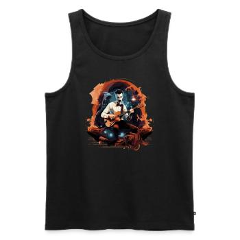 Gitarren E-Gitarren-Saiten E-Gitarre Musiker - Männer Premium Bio Tank Top - Schwarz - Vorne - AI Model Male 178 light (178cm)