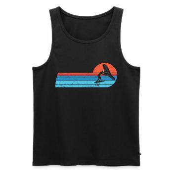 Wingfoil Surfer Wingfoiling Hydrofoil Vintage - Men's Premium Organic Tank Top - black - Front - AI Model Male 178 light (178cm)