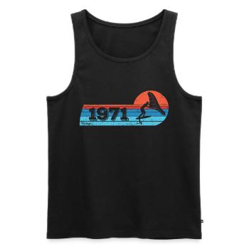 Wingfoil Surfer Birthday Vintage Born 1971 - Men's Premium Organic Tank Top - black - Front - Michal (187cm)