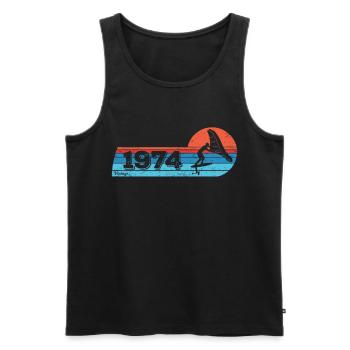 Wingfoil Surfer Birthday Vintage Born 1974 - Men's Premium Organic Tank Top - black - Front - Michal (187cm)