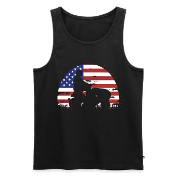 Tondeuse de course drôle Drapeau américain - Débardeur bio Premium Homme - noir - Devant - Michal (187cm)