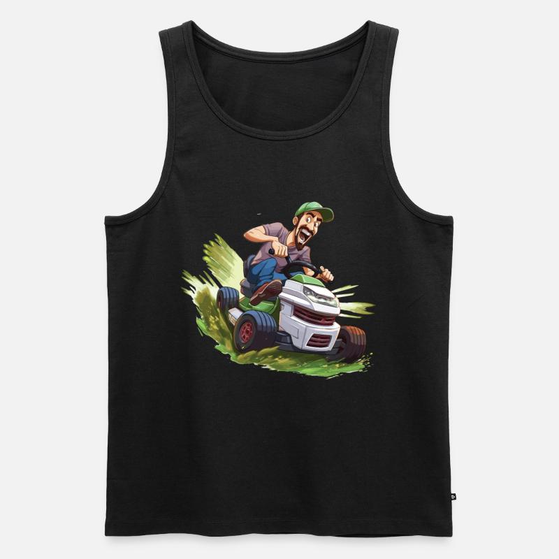 Lustiger Rasenmäher - Männer Premium Bio Tank Top - Schwarz