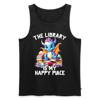 La bibliothèque est mon lieu de bonheur, dragon - Débardeur bio Premium Homme - noir - Devant - Michal (187cm)