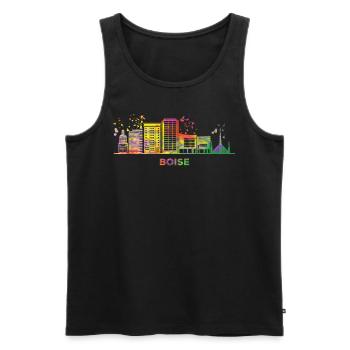Boisean Skyline Buntes Stadtbild Boise - Männer Premium Bio Tank Top - Schwarz - Vorne - AI Model Male 178 light (178cm)