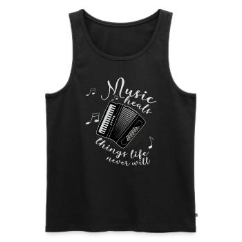 Accordéoniste Accordéon Musicien Dictons - Débardeur bio Premium Homme - noir - Devant - Michal (187cm)