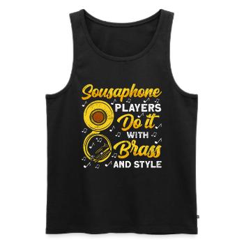 Funny Sousaphone Brass Band Player Marschband - Männer Premium Bio Tank Top - Schwarz - Vorne - AI Model Male 178 light (178cm)