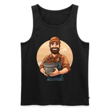 Earthworm -Handworm -Farmer -Worm - Men's Premium Organic Tank Top - black - Front - AI Model Male 178 light (178cm)