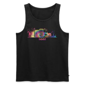 Boisean Skyline Buntes Stadtbild Boise - Männer Premium Bio Tank Top - Schwarz - Vorne - AI Model Male 178 light (178cm)