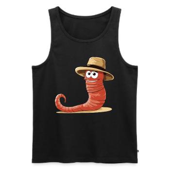 Funny Earthworm Composting Worm Farmer - Men's Premium Organic Tank Top - black - Front - AI Model Male 178 light (178cm)