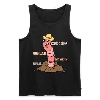 Earthworm Garden, Vermiculture Worm, Farmer Worm - Men's Premium Organic Tank Top - black - Front - AI Model Male 178 light (178cm)