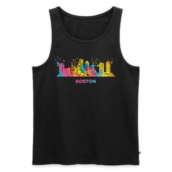 Bostonian Skyline Colorful Cityscape Boston - Men's Premium Organic Tank Top - black - Front - AI Model Male 178 light (178cm)