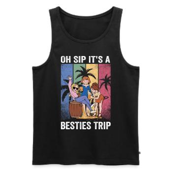 Week-end entre filles Oh Sip C’est un voyage de meilleures amies - Débardeur bio Premium Homme - noir - Devant - AI Model Male 178 light (178cm)
