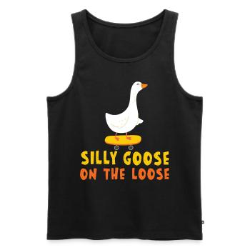 Die Dumme Gans Auf Freiem Fuß - Männer Premium Bio Tank Top - Schwarz - Vorne - AI Model Male 178 light (178cm)