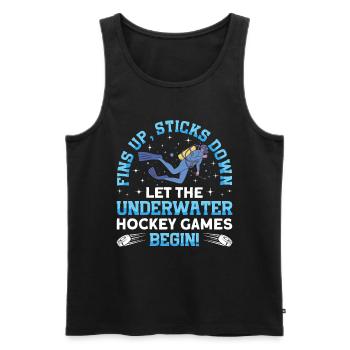 Palmes Sur Bâtons Vers Le Hockey Subaquatique - Débardeur bio Premium Homme - noir - Devant - AI Model Male 178 light (178cm)