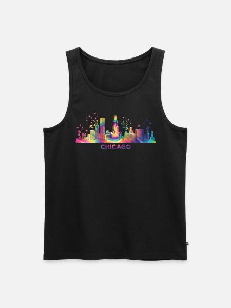 Chicagoan Aquarell Skyline Chicago - Männer Premium Bio Tank Top - Schwarz